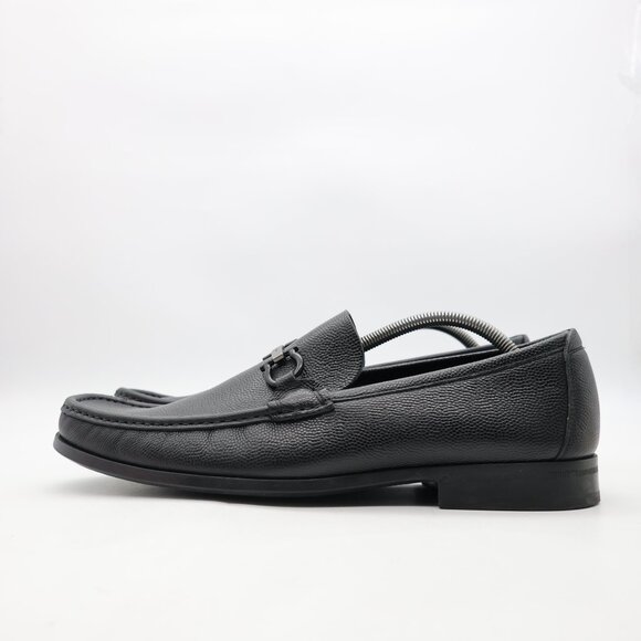 Salvatore Ferragamo Horse Bit Loafer Black Pebbled Leather Men's 12 D Slip On - Picture 4 of 10
